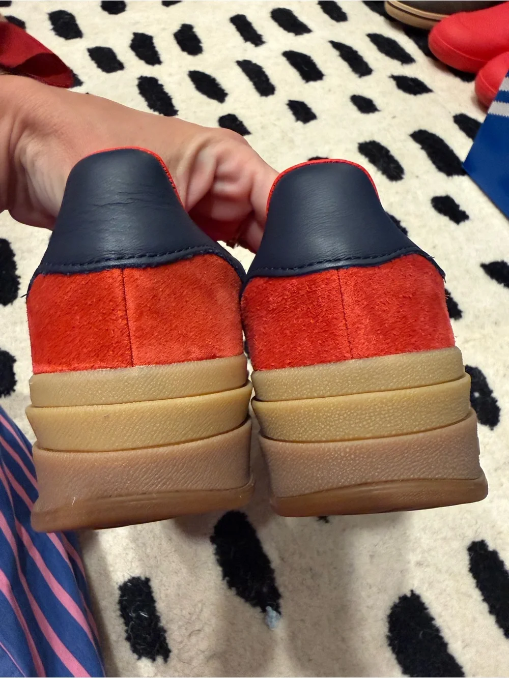 Adidas gazelle bold sneakers red and fuchsia pink women’s size 7 like new - Picture 9 of 9